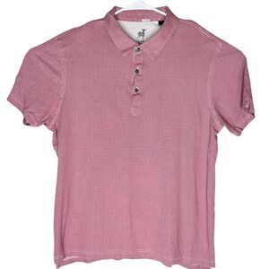 Raffi Men's Geometric Print Collared Short Sleeve Polo Shirt Red Blue Size‎ XL